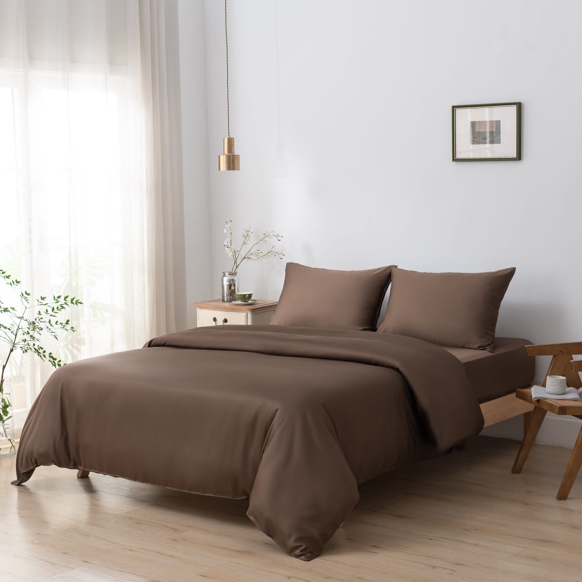 Eenpersoons Beddengoedset Xl - Coffee Brown