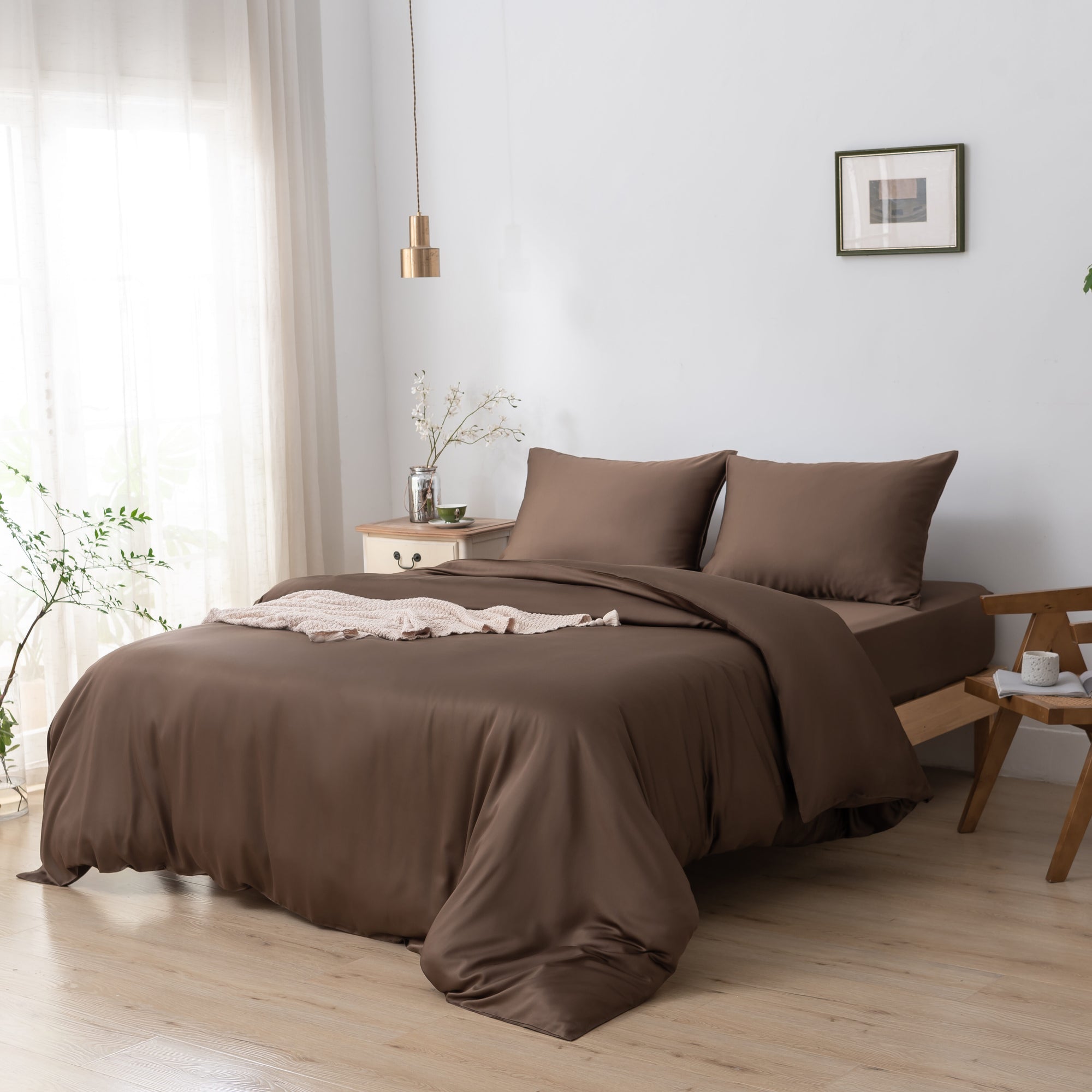 Eenpersoons Beddengoedset - Coffee Brown