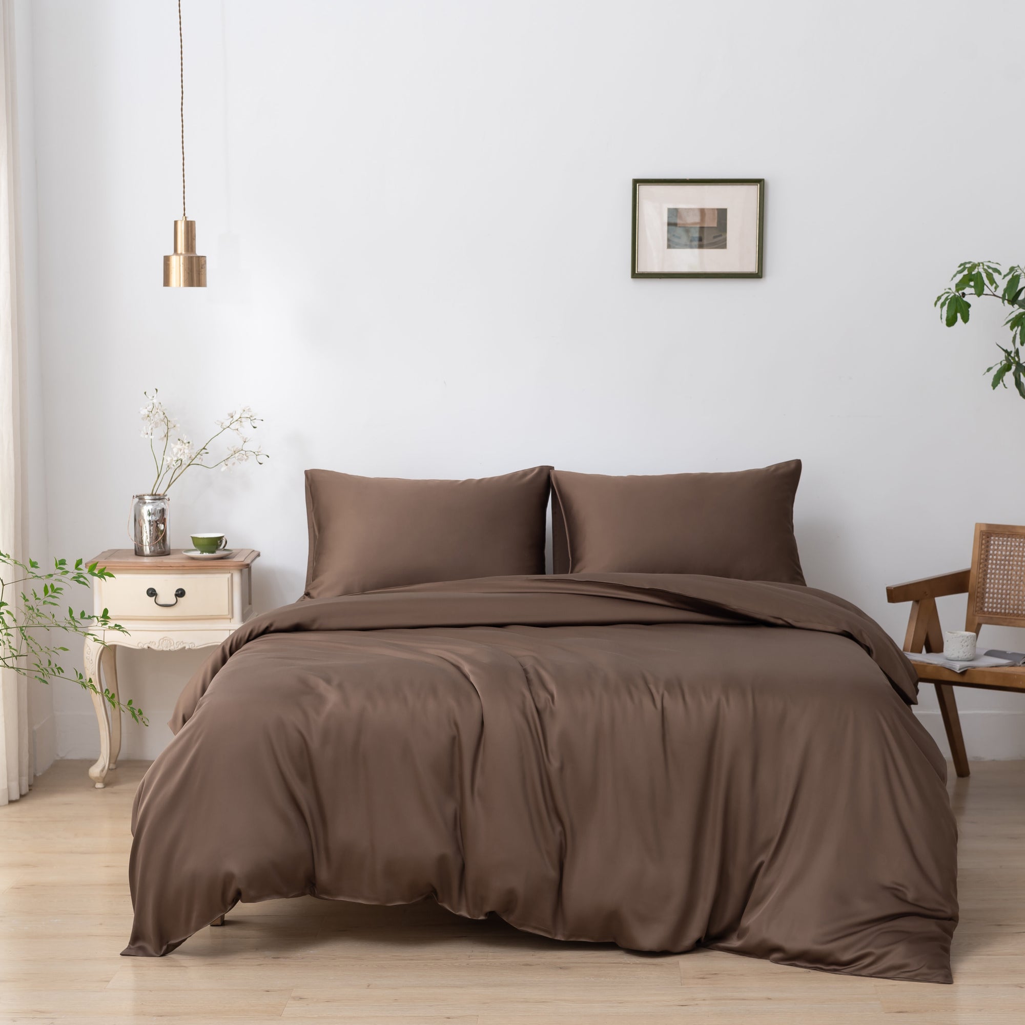 Eenpersoons Beddengoedset Xl - Coffee Brown