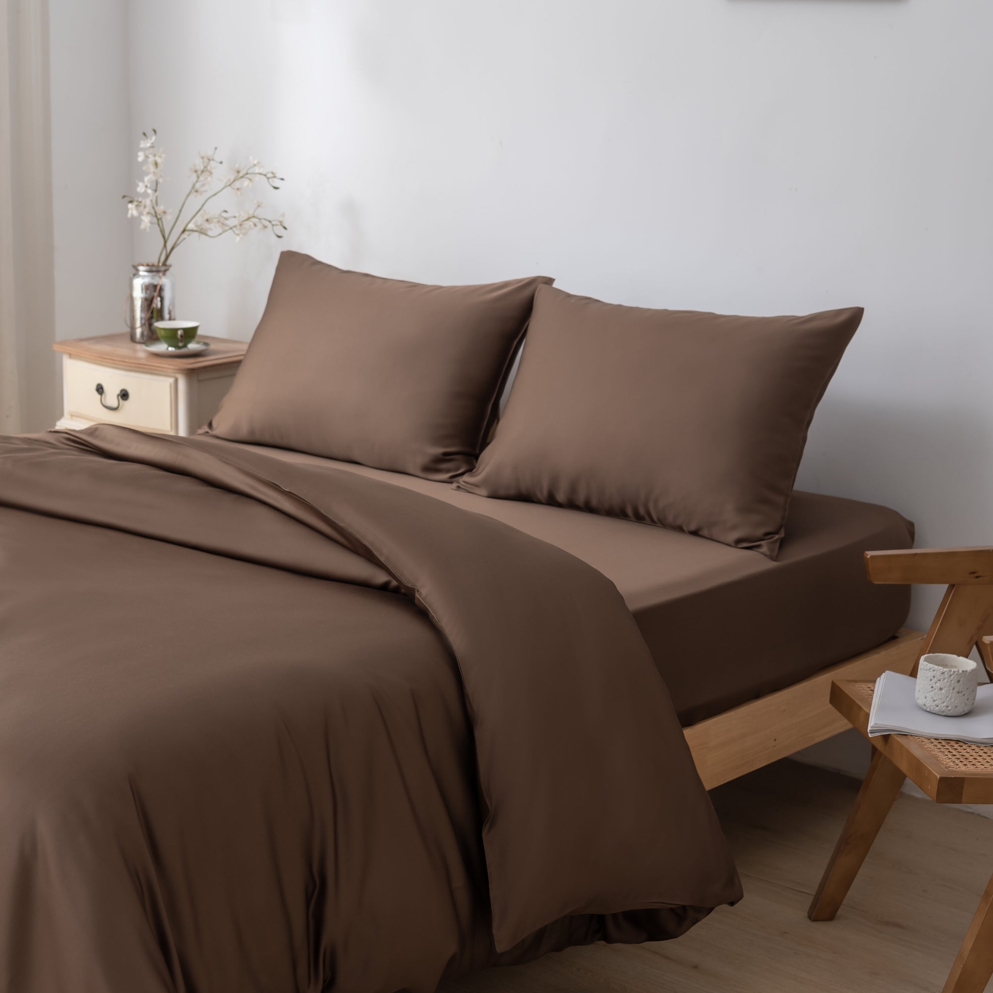Eenpersoons Beddengoedset Xl - Coffee Brown